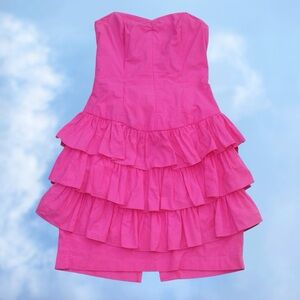 90s vintage, hot pink, ruffle fitted dress by All that Jazz 🩷